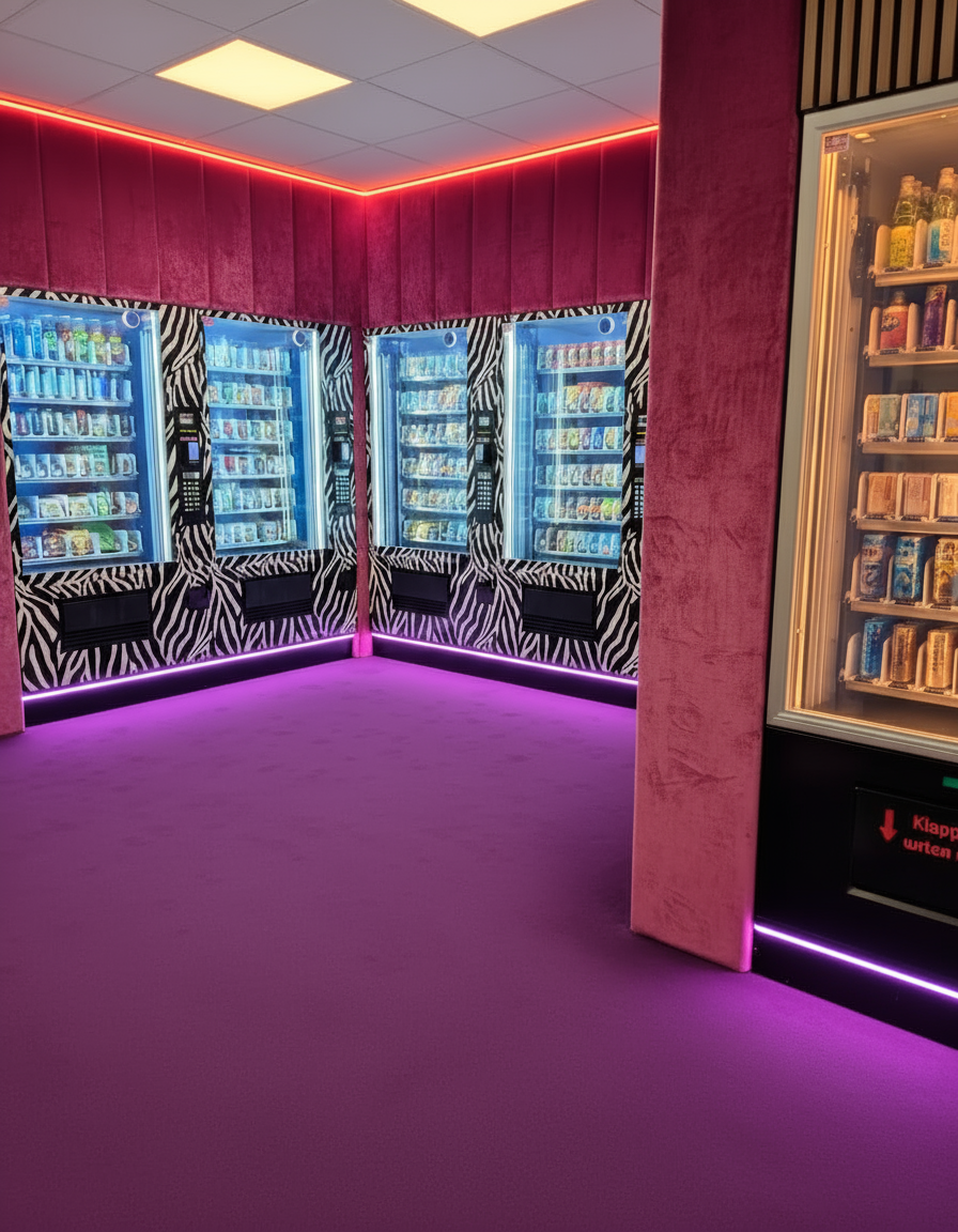 Luxuriöser Automatenraum mit Zebra-Design und LED-Beleuchtung
